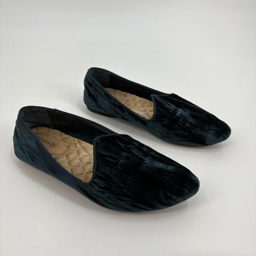 Women's Birdies The Heron‎ Crushed Blue Velvet Flats Size 7 - Picture 4 of 10